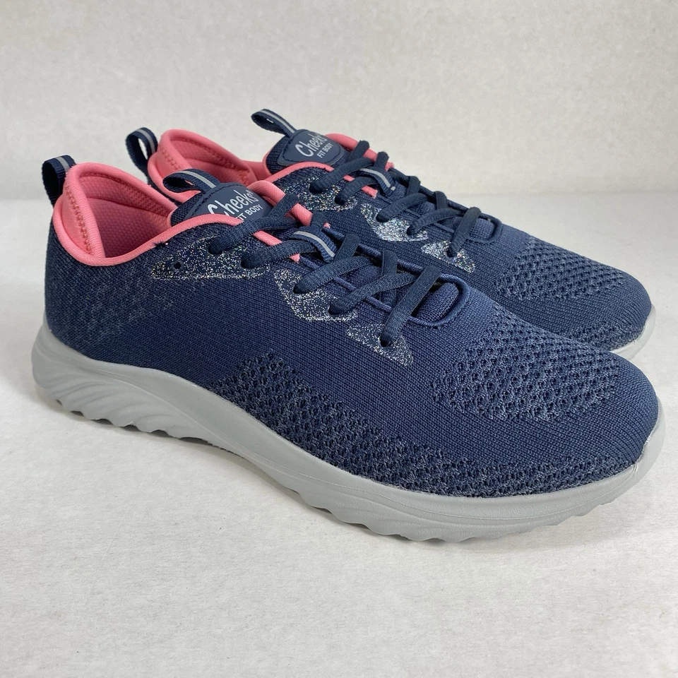 Tony Little Cheeks Women 9 Navy Blue Coral Sneaker Multi Sport Gel Trainer Shoe - Imagem 3 de 4