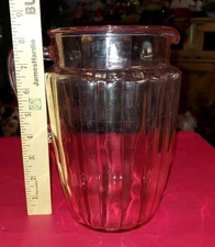 Anchor Hocking Pillar Optic Pink Depression Glass Pitcher