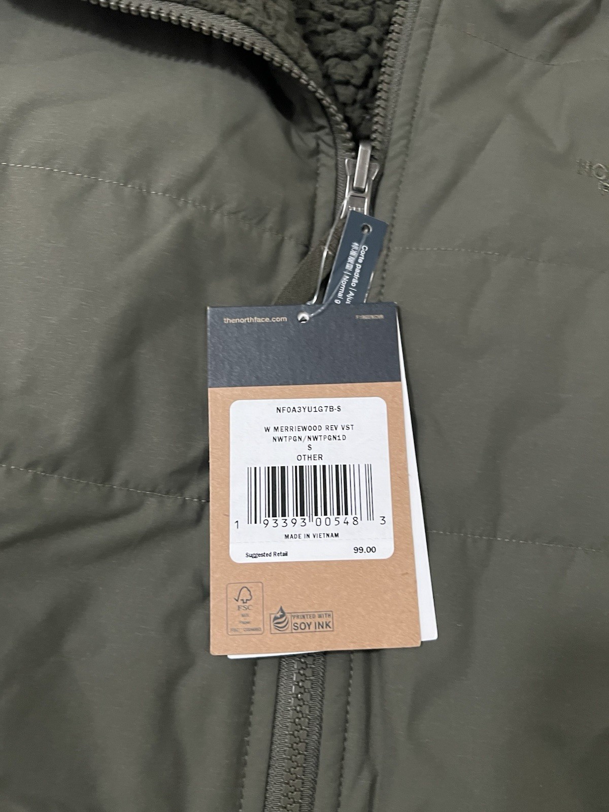 The North Face W Merriewood Reversible Sherpa Vest Insulated NWT Small thumbnail 2