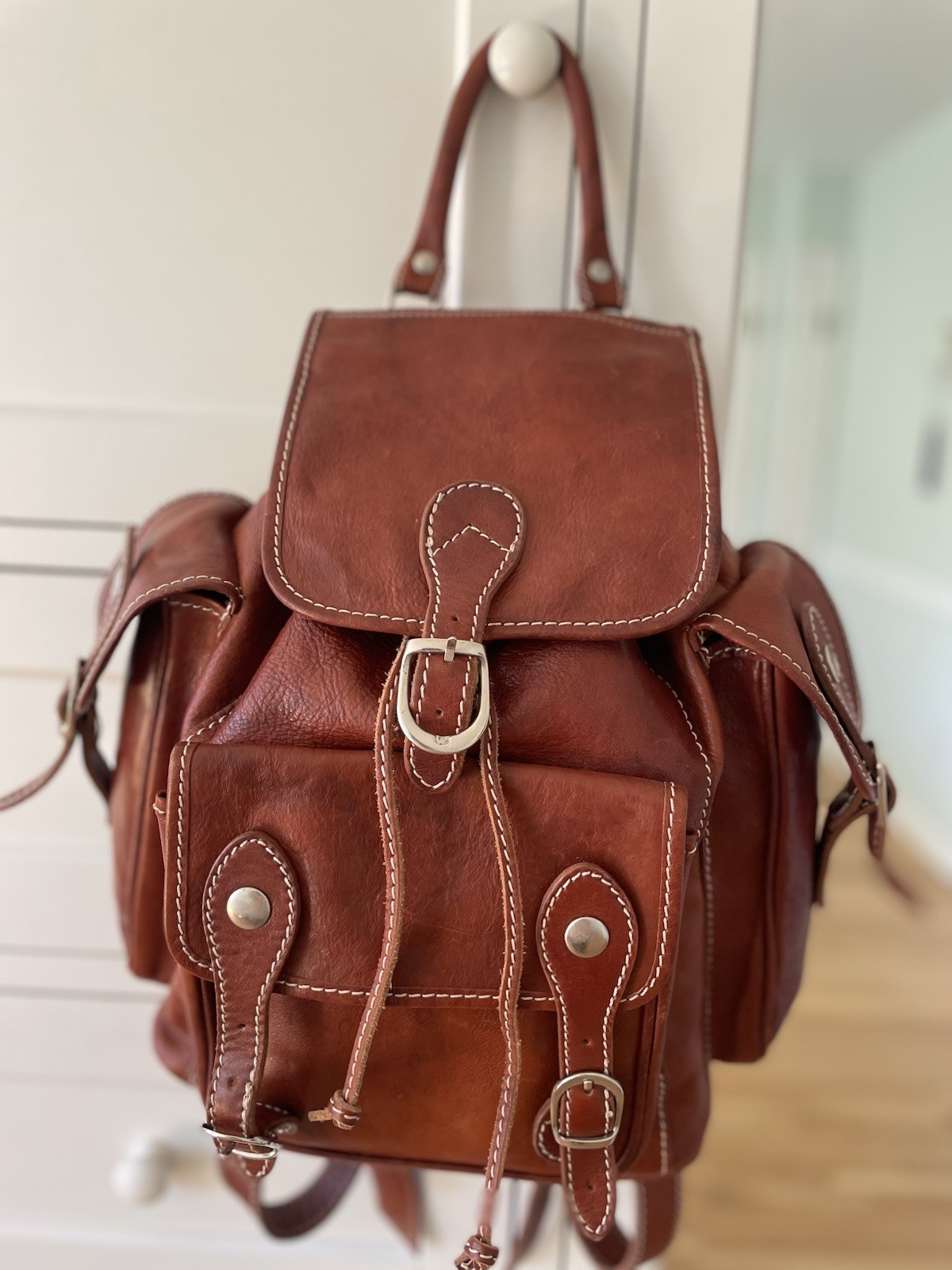 Floto -Multi Compartment Backpack -Full Grain Lea… - image 1