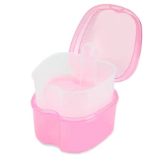 Dental Orthodontic Retainer Container Cleaning Case,Denture Bath Box Case Cup Ho