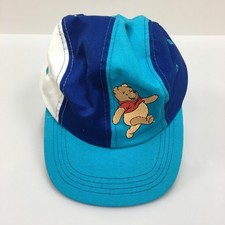 Vintage Winnie The Pooh Hat Cap Snap Back Blue White Embroidered Kids Disney 90s