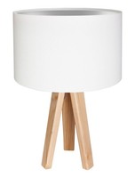 Nachttischlampe Weiß Silber Stoff Velours Optik Holz 46Cm Rosie Tischleuchte
