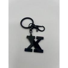 Black Metal Letter X Initial Keychain with Lobster Claw Clasp Swivel Ring Charm