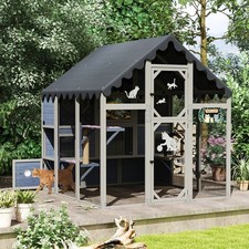 COZIWOW Catio Outdoor Cat Enclosure 70" H Walk-in Cat Patio Large Cat House Gray