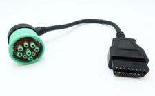 Right Angle Green Type 2 J1939 9pin Male to 16pin OBD2 OBDII Female Port Cable