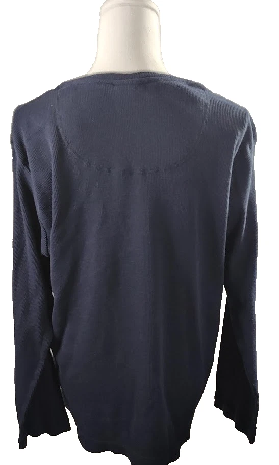 Camisa Boxer Joe Para Hombres Grande Azul Henley Pullover Tejido Térmico Tejido Capa Base Foto 2 de 4