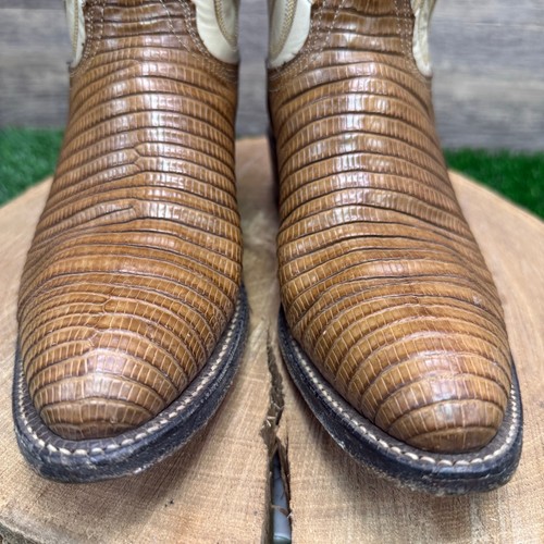 Tony Lama Women - Size 6.5B - Vintage Tan/Cream Lizard Cowboy Boots Style 01453 - Picture 2 of 12