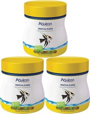 Aqueon 3 Pack of Tropical Flakes Fish Food, 0.45 Ounce 1 Count Pack 3