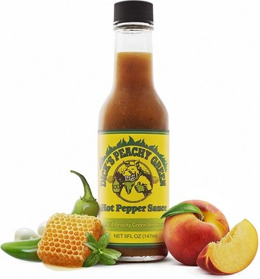 Dirty Dicks Peachy Green Hot Sauce, 5 Fl Oz - A Flavorful Blend of Peppers,