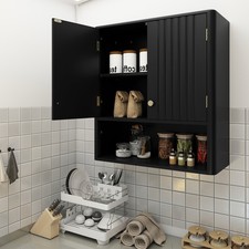 Fluted Wall Cabinet Double Door Bathroom Furniture
