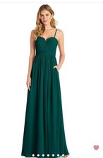 Azazie Lara Long Pine Green Bridesmaid Dress Nwt 10