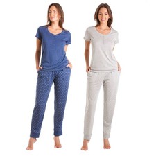 La Marquise Womens Starry Night Long Pyjama Set Nightwear 55303