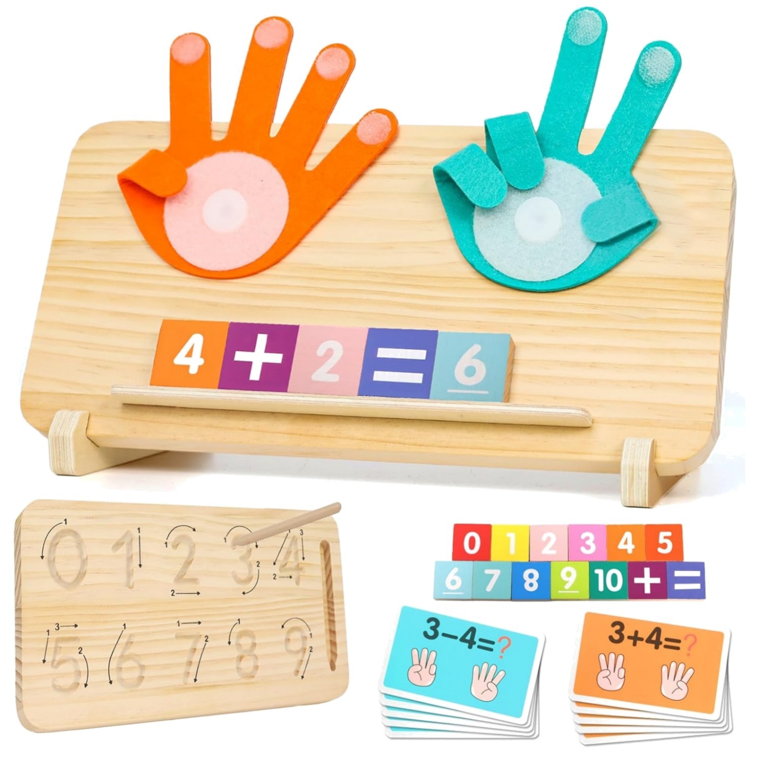 Mathe Lernspiel Holz Kinder Zahlen Addition Subtraktion Vorschule Geschenk