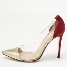 Gianvito Rossi BurgundyGold PVC and Leather Plexi Pumps Size 39