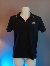 EA7 Men's Emporio Armani Short Sleeve Polo Shirt Size M Navy White Trim T-shirt