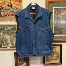 Vintage 80s/90s Tyca NRA Gear Conceal And Carry Denim Motorcycle Vest Size XL