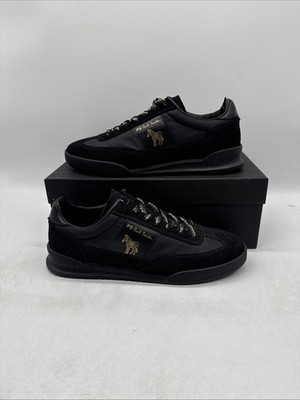 Herren Paul Smith Dover Low Sneaker Schwarz Gold UK 8 EU 42 Neu Mängel