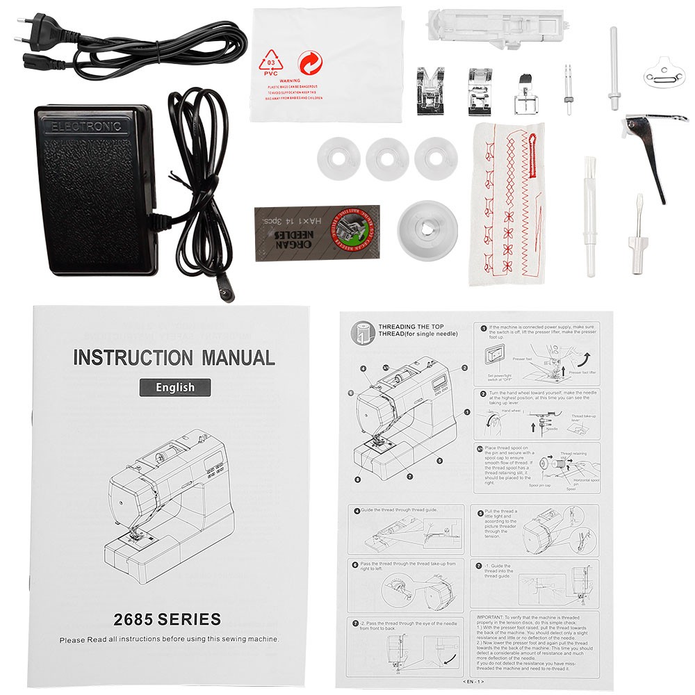 Uten Electric Sewing Machine 60/200 Stitches Embroidery Quilting w/Speed Control