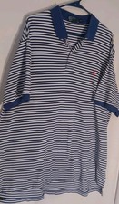 Polo Ralph Lauren Polo Shirt Mens 2XB Big Blue White Striped Red Pony Classic