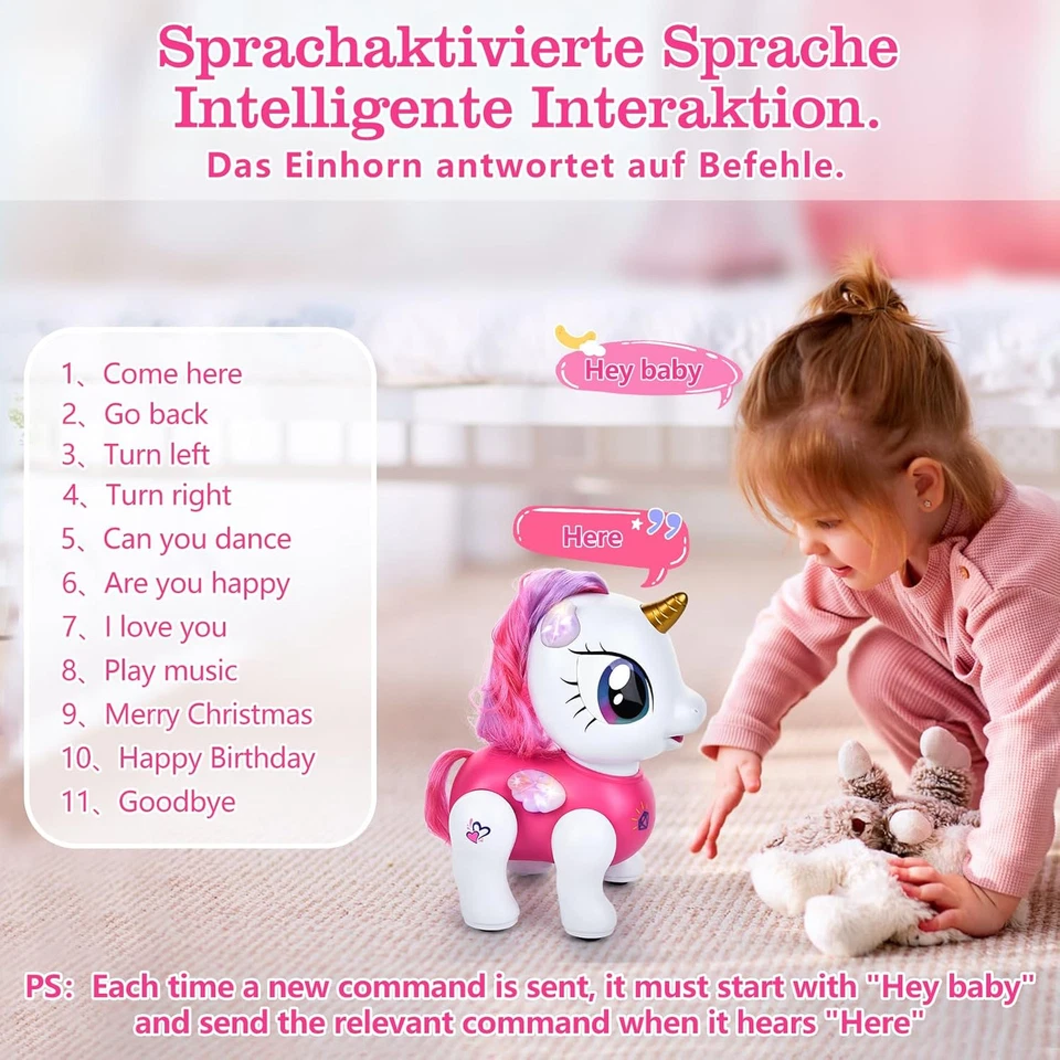 RC Einhorn Roboter für Mädchen, interaktiv & programmierbar – Weihnachtsgeschenk - Bild 3 von 4