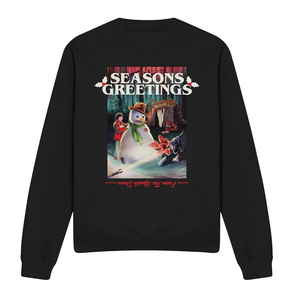Buy Women's Jet Black Stranger Things Typography Oversized Plus Size Sweatshirt Online at