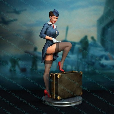 1/24 Resin Figure Sexy Flight Attendant NSFW Model Kit Unpainted Unassembled GK