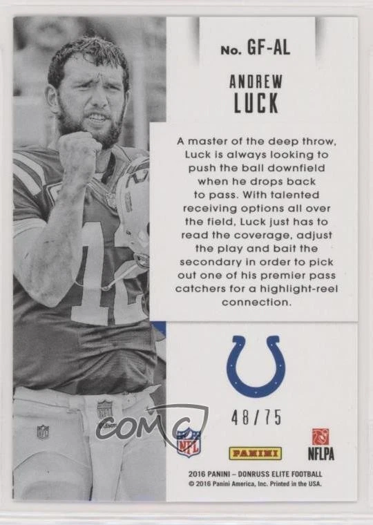 2016 Donruss Elite Game Face Red /75 Andrew Luck #GF-AL - Image 2 of 2