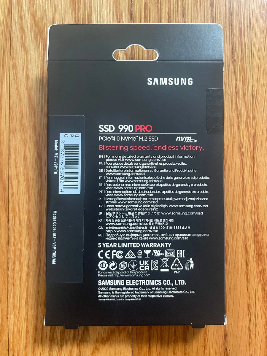 SAMSUNG 990 PRO 1TB M.2 PCIe Internal SSD MZ-V9P1T0B/AM for sale