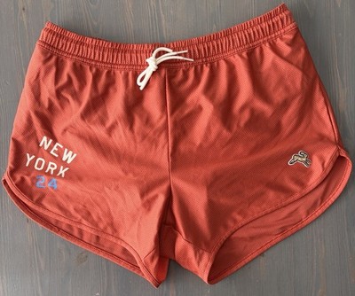 Tracksmith 2.09 Mesh Orange Running Shorts Lightweight Drawstring