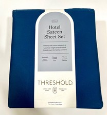 NEW Threshold 800 TC Thread Count Full Hotel Sateen Sheet 6pc Set Graphite Blue