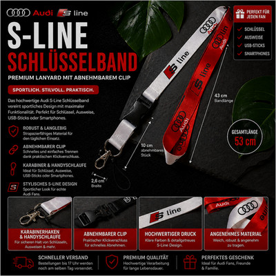 Audi S-Line Schlüsselband  / Lanyard / 2 Farben