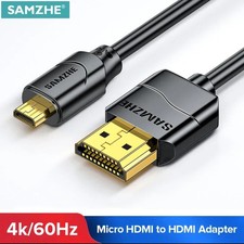 SAMZHE Micro HDMI to HDMI Cable for GoPro Hero Raspberry Pi 4K/60Hz 3D Braided
