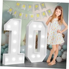 Marquee Numbers Large 10th-Birthday Decorations: 3ft Light Up Number 10 White