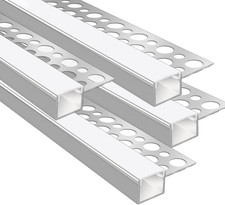 Ledlightsworld Plaster-In LED Profile, 4 Pack 3.3Ft/1M Aluminum LED Profile Wit