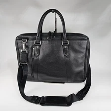 Kinloch Anderson Slim Laptop Briefcase Business Bag Leather Black Crossbody Zip