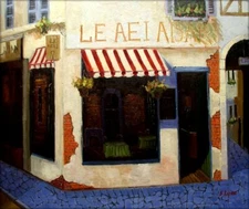 Quality Hand Painted Oil Painting Storefront at Street Corner 20x24in
