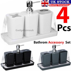 Aimone Bathroom Decor Shower Accessories Set Of 4 Pieces Includes Soap Dispenser Toothbrush H Shower Accessories Vintage Bathroom Accessories Bathroom Decor