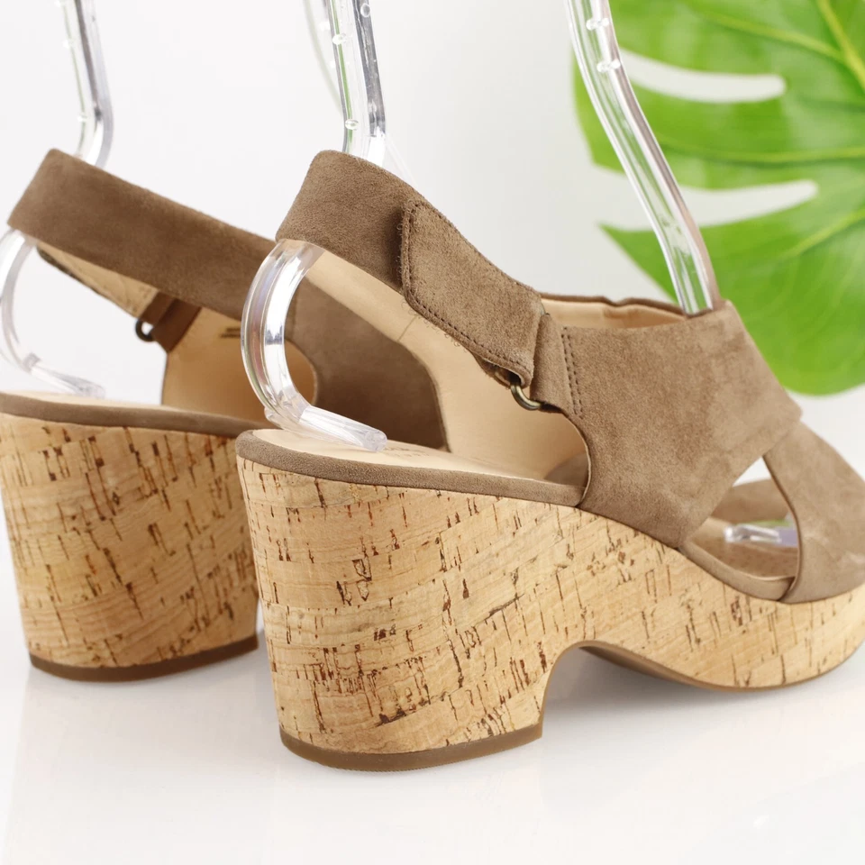 Sandalia Clarks Maritsa Lara para mujer talla 10 gamuza tostada con tira y cuña de corcho plataforma Foto 3 de 4