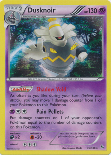 Dusknoir - 40/106 - Holo Rare - Reverse Holo x1 - Lightly Played - XY Flashfire