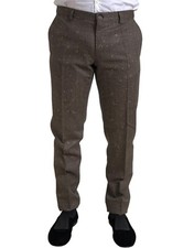 DOLCE & GABBANA Pants Brown Wool Dress Skinny Men Trouser IT48/W34/M RRP 1280usd