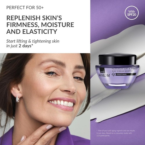 NEW Avon Anew Platinum Lift & Tighten Day Cream with Protinol SPF 20 1.7oz /50ml - Picture 2 of 16