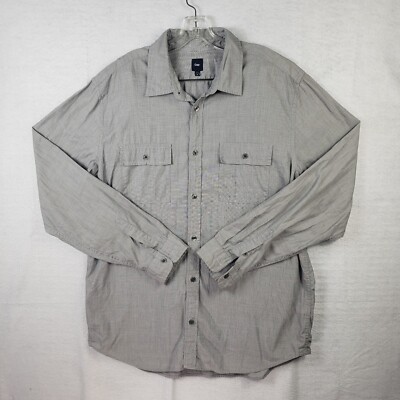 Gap Mens Dress Shirt XL XLarge Gray Casual Lounge Beach Long Sleeve Button Up | eBay Gap Mens Dress Shirt XL XLarge Gray Casual Lounge Beach Long Sleeve Button Up | eBay