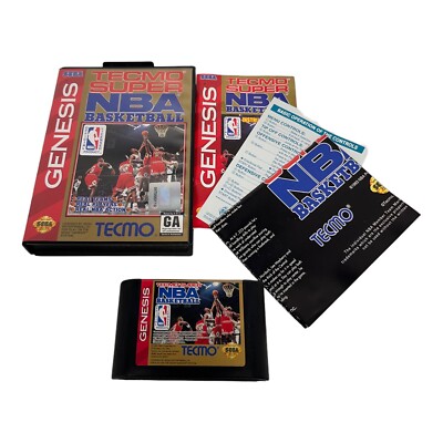 Tecmo Super NBA Basketball Complete!! CIB!!  (Sega Genesis,1993) TESTED WORKS
