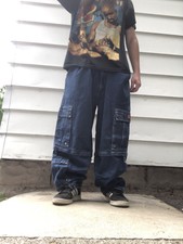 Vtg y2k super baggy jeans paco cargo massive JNCO skater rave hip hop 46x31