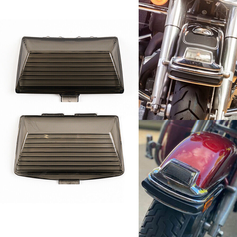Smoke Fender Tip Light Lens Cover Pair for Harley Heritage Road King Electra Glide