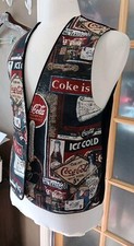Vintage Coca Cola Vest Tapestry Brocade Lined 90s Size L Super Unisex Styling