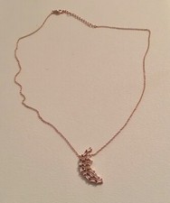 FUZION CREATIONS Designer Signed FZN ROSE GOLD STER. SILVER CZ PENDANT NECKLACE 