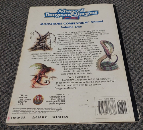 Monstrous Compendium Annual Volume One - Advanced Dungeons Dragons - TSR 2145 - Picture 4 of 8