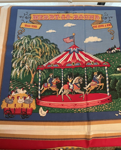 Vtg OOP Joan Kessler Concord Country Fair Fabric Pillow Cheater Quilt Squares - Picture 2 of 8